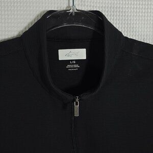 Greg Norman Shark Logo Golf Vest Mens Large Black Full Zip Performance Stretch
